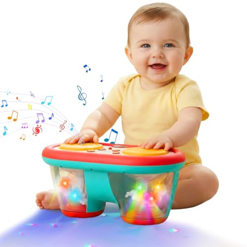 Morkka Leksak 6–12 månader, baby hav, projector light up, musical Toys för 12–18 månader, krypande, lärande, handklass, trumma, mamma, tid, 1-2 år, baby, pojke, flicka, gåva