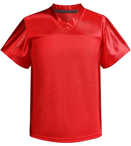 Youth Blank Football Jersey,Boy's Mesh Athletic Practice Footabll Shirts,Blank Footabll Jerseys for Kids S-XL (US, Alpha, Small, Regular, Red)