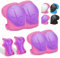Knieschoner Kinder, Schoner Schützer Inliner Kinder, Verstellbare Knieschützer Handgelenkschützern Ellenbogenschoner, 6 in 1 für Skateboard, Inlineskates, Hoverboard, Fahrrad (Rosa/Violett)