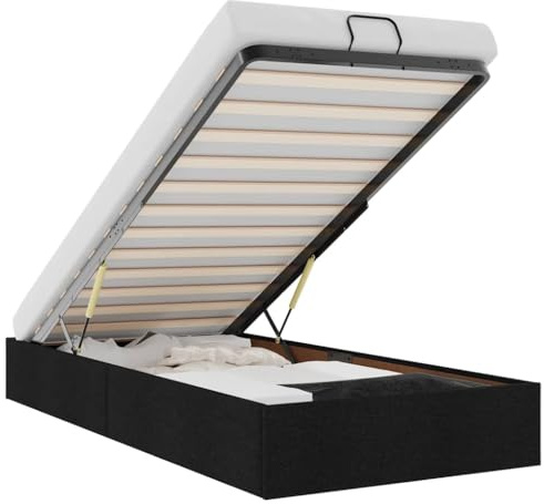 vidaXL Ottoman-Bett ohne Matratze Schwarz 90x200 cm Stoff