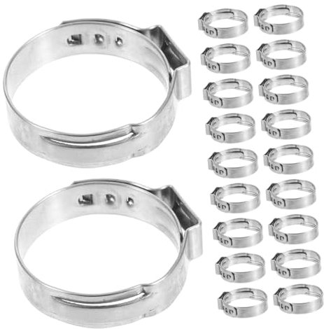 FELTECHELECTR 30pcs Stainless Steel Single Ear Crimp Clamps for Tubing Pipe Connections and Effortless Installation to Prevent Leaks for Pipe Repair and Fitting Applications