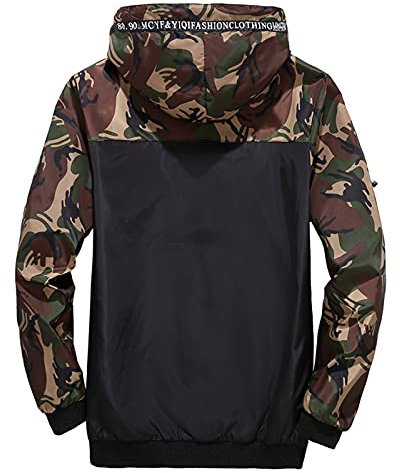 Men'S Outdoor Waterproof Jackets Camouflage, Softshell Jackets Mens Hood, Hoodie Sweatshirt Jackets Causal Fitted Overcoats Patchwork Outerwear With Full Zip Winter Outdoor Jackets Coat