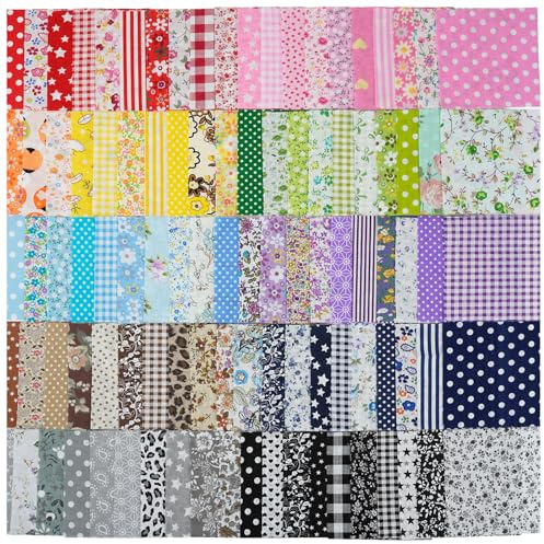 LetCart - Paquete de telas de algodón, cuadradas, con estampado de flores, precortadas, para coser, acolchar, manualidades, principiantes, 100 unidades, 10 x 10 cm