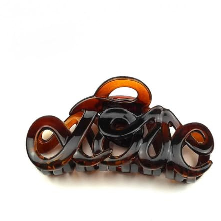 Pince cheveux Love 8.5cm marron