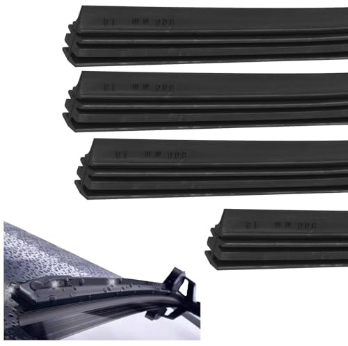 4Pcs Recharges de Balais d'Essuie-Glace Universels en Caoutchouc Naturel pour Voiture, Véhicule, Bus, Camion - Bandes de Remplacement Sans Cadre de 80cm, Accessoires de Nettoyage pour Pare-Brise