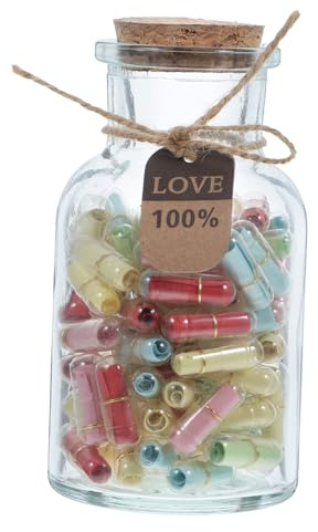 HOOTNEE Capsules Verre Forme Cœur Bouteilles Décoratives pour Couples Message Écrit Note Amour Cadeau Anniversaire
