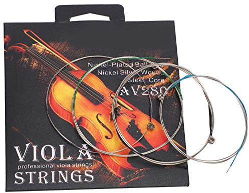 HUSHUI Cuerdas para Viola de 4 Piezas, Juego Completo Profesional E A D G Entorchado de Aleación de Plata, con Excelente Dureza y Tensión Uniforme, para 14 16 Violas