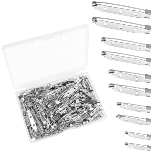JAXICREY 100 Stück Broschennadeln, 5 Größen Anstecknadel Anstecker Anstecknadeln Broschennadel Pins Hochzeitsanstecker Broschennadeln zum Basteln Silber für Handwerk Broschenverschluss DIY Crafts