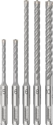 Bosch 5x PRO SDS plus-5X Hammerbohrer-Set, 5/6/6/8/10 mm, 5-tlg. | für Beton, Kalk- und Sandsteine, Ø 5,00, 6,00, 6,00, 8,00, 10,00 mm, Professional Zubehör Bohrhammer