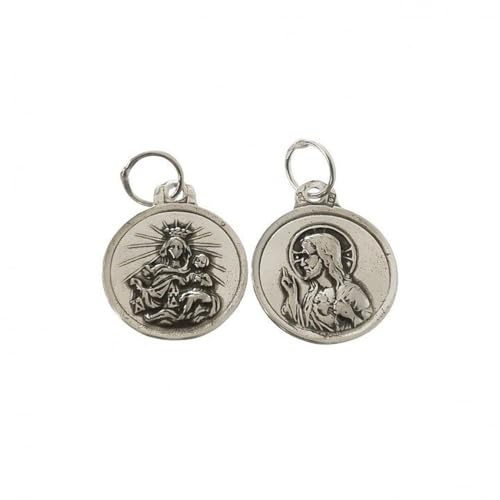 Inmaculada Romero IR Silbermedaille Anhänger 15mm 925m Act. Skapulier Heart Of Jesus Virgen del Carmen