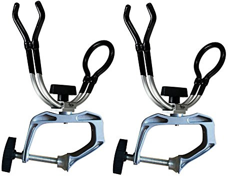 NUZAMAS Set de 2 Soportes para cañas de Pescar Aleación de Aluminio sólido para Barcos Kayak Yacht Rack Equipment | Almeja en el Montaje máximo de 5 cm | Giro de 360 Grados