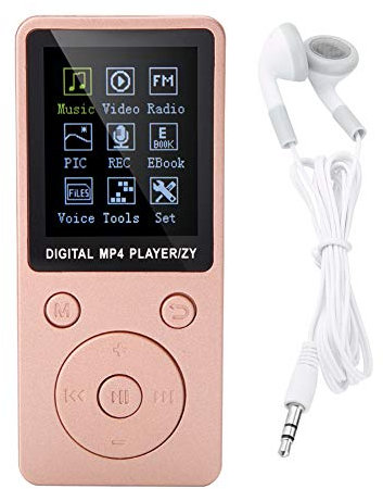 MP4 Music Player Supporto per lettore MP3 / MP4 portatile Musica, radio, registrazione, video, e-book, supporto cronometro incorporato Fino a 32G Memory Card con cuffia in standby(oro rosa)