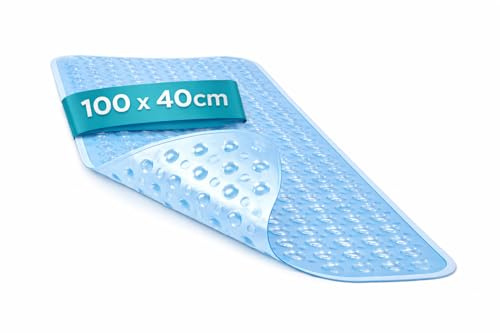 Badewannenmatte rutschfest 100x40 cm Türkis Blau Antirutschmatte Badewanne Ideal für Erwachsene & Kinder Badewanneneinlage Rutschmatte Badewanne