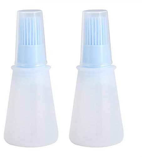 2 Stücke Silikonöl Flasche Pinsel mit Deckel Set Weiche Sauce Flasche mit Silikon Backpinsel Speiseöl Flasche Pinsel für Gebäck BBQ Fleisch Honig Marinaden MEHRWEG VERPAKUNG(Blau)