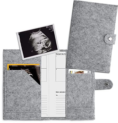 kwmobile Hülle für Mutter-Kind-Pass aus Filz - Cover für österreichischen Mutterpass - Schutzhülle mit extra Fächern - Hellgrau