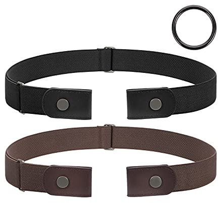 JasGood 2 Stück Herren Schnallenfreier Elastischer Gürtel Ohne Schnalle, Schnallenloser Unsichtbarer Gürtel für Herren 3,5cm Breite