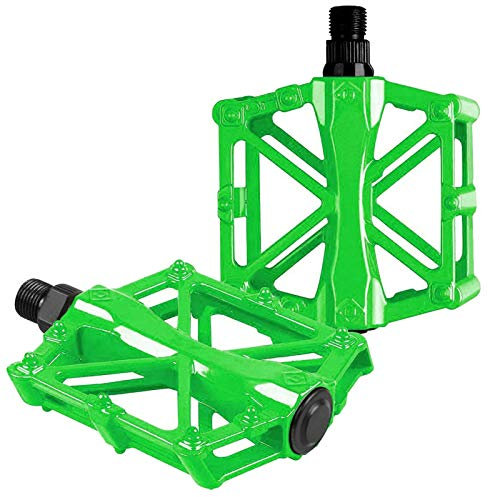 Roadoor 2Pcs Fahrradpedale Flat-Plattform-Pedale Ultraleichtes Fahrrad Aluminiumlegierung Lager Anti-Rutsch-Pedale Für MTB Rennrad Grün