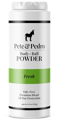 Pete & Pedro BODY & BALL POWDER (Fresh Scent), Talc-Free Men’s Body Powder Deodorant for Men, Sweat Absorbs Blocks Odor, Hygiene for Groin Area, Ideal For Gym & Daily Use | Seen on Shark Tank, 4.4 oz