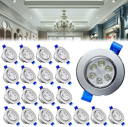 ACXIN 3W LED Deckenspot, LED Einbaustrahler Set 20 Stück Einbauspot Spotlight Aluminium Deckenstrahler für Bad Küche Möbel(Kaltweiß)