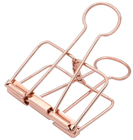 Extra stora pappersklämmor 51 mm, stora pappersklämmor för kontor och skola, roséguld (15 stycken)