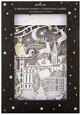 Hallmark Weihnachtskarten für Wohltätigkeitsorganisationen, Motiv Weihnachtsmann und Rentier, 5 Stück, 25572271