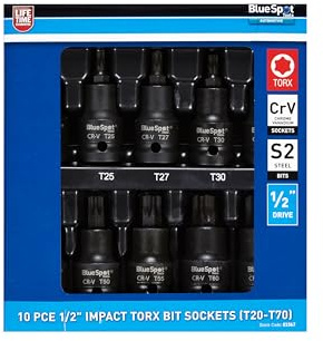 Blue Spot Tools 10 PCE 1/2 Impact Torx Bit Socket (T20-T70)