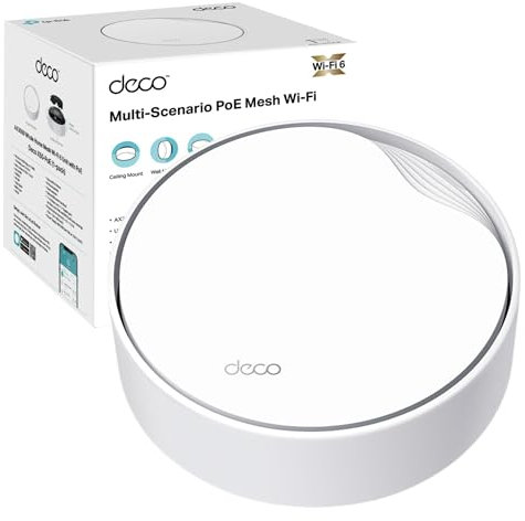 TP-Link Deco X50-PoE(1-pack) AX3000Mbps Whole Home Mesh WiFi 6 with PoE, 2.5G WAN&LAN Port, Dual-Band WiFi Booster, Seamless AI Driven Internet Booster, Supports PoE&DC Power Supply, HomeShield