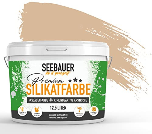 SEEBAUER diy Silikat-Fassadenfarbe Orange 5L für Außen (No. 521 Tangerine Temptation) Atmungsaktive Mineralfarbe für Fassaden - Geeignet für Putz, Mauerwerk und Beton
