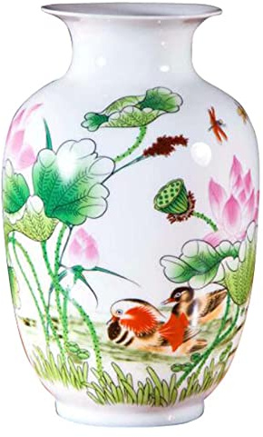 ZEALMAX Vase en céramique de style chinois, vase à fleurs décoratif pour bureau à domicile, décoration de table, vase de centre de table, B
