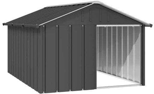 vidaXL Hundehütte Anthrazit 116,5x153x81,5cm Verzinkter Stahl Hundehaus Hütte