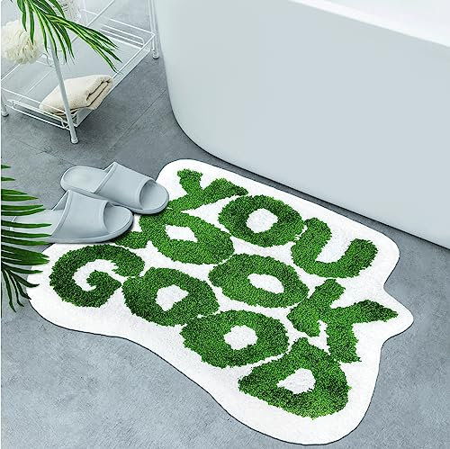 Inshere You Look Good Badematte, niedlicher Badezimmerteppich, grün, Küchenteppich, Fußmatten, weicher und saugfähiger Plüschkorallenstoff, cool, lustig, für den Innenbereich, Hausteppiche,