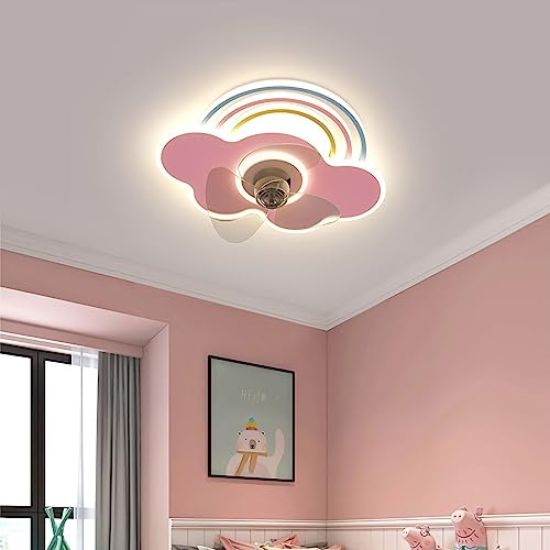 ycwdcz Rosa Lampadario con Ventilatore da Soffitto Silenzioso 6 velocità Motore CC LED Dimmerabile Ventilatore da Soffitto con Luce E Telecomando Estate/Inverno per Soggiorno Cameretta dei Bambini