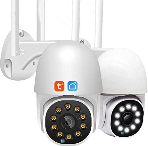 KEYQEEN Cámara IP con Zoom de 5MP y 5X, WiFi Tuya, Seguimiento automático Inteligente, cámara de Seguridad para el hogar Color para Exteriores, visión Nocturna IR, vigilancia a Prueba de Agua,Camera