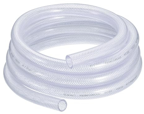 sourcing map Gewebeschlauch PVC Schlauch mit Gewebe 19 x 25mm (3/4 x 1) Innen Ø x Außen Ø Geflochtene Verstärkte Rohr 3 Meter Rolle Transparent Hochdruck Druckluftschlauch Wasserschlauch
