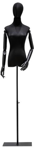 Schneiderpuppe Verstellbar mit Hochwertigem Schwarz-weißem Baumwollmaterial, Handwerklich Simulierter Echtholzarm, Schaufensterpuppe Weiblich Anwendbar auf Kleiderständer, Boutique, Bekleidungsgeschäf