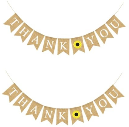 Warmhm 2stücke Dankeschön Banner Für Hochzeiten Swallowtail Wimpelkette Mit Sonnenblumen-design Wiederverwendbare Partydekorationen Für Hochzeitsfeiern Und Dankesfeiern