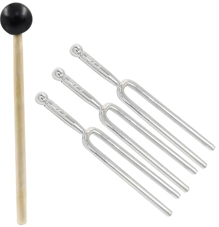 Piutouyar Stimmgabel mit Hammer, 440 Hz, Metall, Standard-Stimmgabel-Set, Standard-Stimmgerät, Musikinstrument für Violine, Gitarre, Stimmwerkzeug, 3 Stück