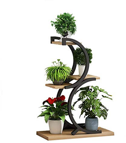 CCYENG Pflanzenständer für den Innenbereich, Pflanzenständer aus Metall, abgestufter Pflanzenständer, 90 x 45 x 25 cm, Blumentopf-Pflanzenständer, Deko, Schwarz