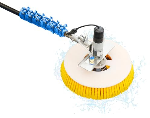 XNKLPY Wasserbesen mit Teleskopstiel 2-12m, Photovoltaiks Reiniger Rotierend Bürste mit 30cm Bürstenkopf, Wintergarten Reinigungsset für Außenwand Dachfenster Glasdach