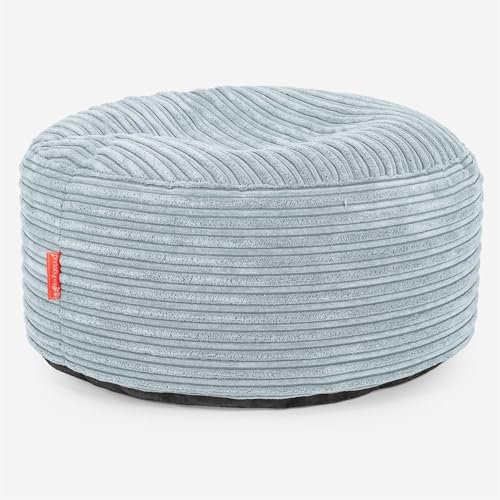 Lounge Pug Großer runder Fußhocker Pouf, Sitzpouf, Sitzsack Hocker Groß, Cord Baby Blau