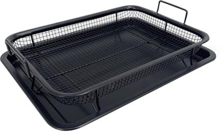 UOSIQOTE 1 pz teglia da forno in acciaio inox teglia da forno antiaderente for patatine fritte teglia da forno griglia a maglie utensili da cucina for barbecue(Black)