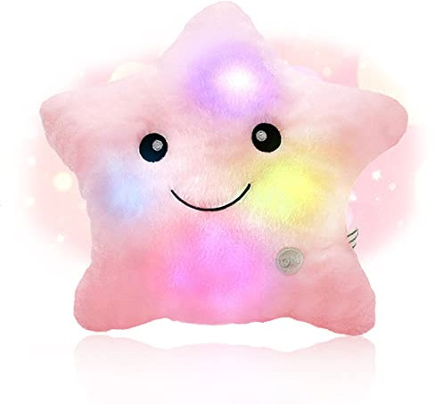 Shengou Weihnachten Kissen Stern LED, Kinder kuschelkissen LED, Kinder Kissen Deko, Leuchtendes Sternenkissen, Sternkissen Flauschiges, für Weihnachten,Geburtstag,Schlafzimmer Deko