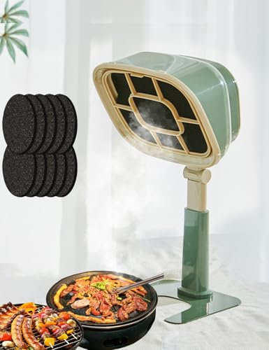 Hotte De Bureau, Hotte Aspirante Portable 3400 TR/Min avec 12 Filtres, Amovible, Facile à Nettoyer, Réglage De La Hauteur De l'angle à 66°, Forte Aspiration pour La Cuisine à Domicile, Fondue Green