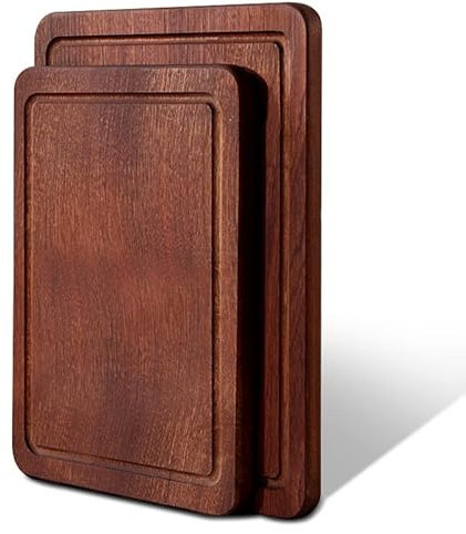 Holzschneidebrett, Dicke Küchenmatte, für Steak, Fleisch, Obst, Gemüse, Brotteller, rutschfeste Pizza-Hackblöcke, Geschenk, einfach, 36,8 x 23,9 x 2,3 cm, Holz