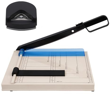 12 Titanium Paper Trimmer, Guillotine Cutter with Corner Rounder | Heavy-Duty 12-Sheet Capacity, Sharp Blade for Cardstock, Vinyl & Photos, Gridded Base for Crafts, Labels & Coupon Cutting