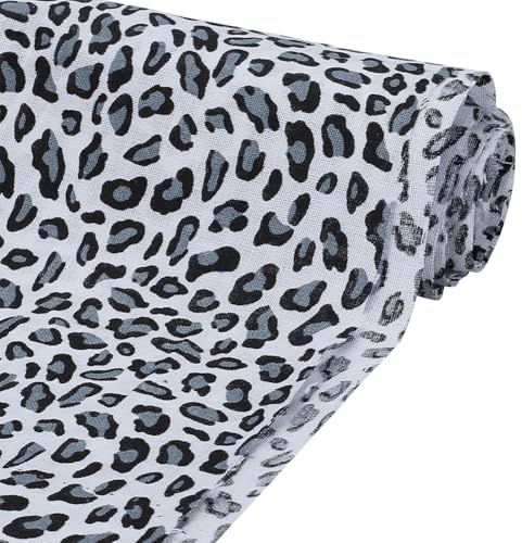 FINGERINSPIRE 1 m Schwarzer Und Weißer Baumwollstoff Mit Leopardenmuster 1.58 m Breit Bastelstoff Mit Tier Leopardenmuster Zum Nähen Baumwollstoffe Für Kleidung Nähen DIY Herstellung Bedarfsartikel