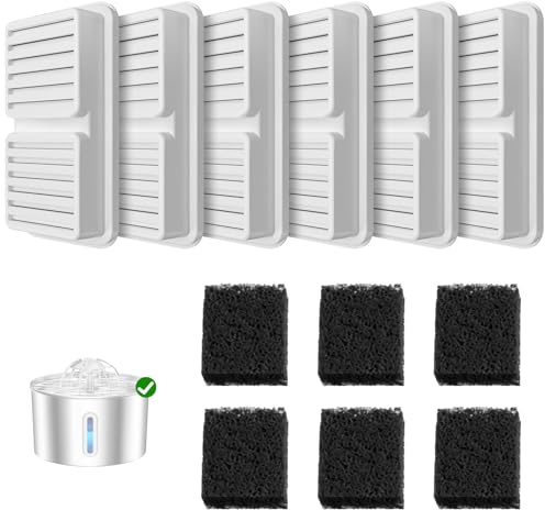 Kattvattenfontän rostfritt stål 6 filter och 6 svampar