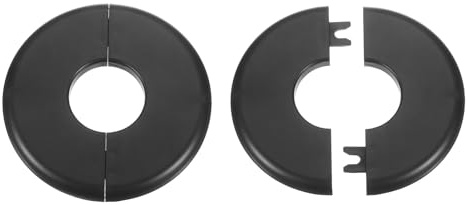 sourcing map 2 placas de cubierta de fontanería autoadhesivas de plástico ABS con brida dividida de 33,5 mm, diseño de hebilla para tubería de agua, baño, cocina, decoración, color negro