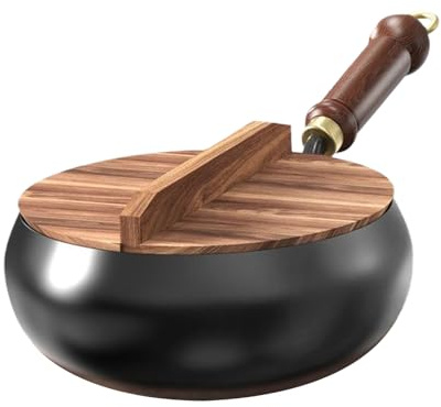 Genérico Olla De Hierro Fundido | Ollas De Cocina De Hierro Antiadherente - Sartén De Fondo Plano Con Tapa Y Espátula, Utensilios De Cocina Para Todas Las Cocinas, Barbacoa Y Camping