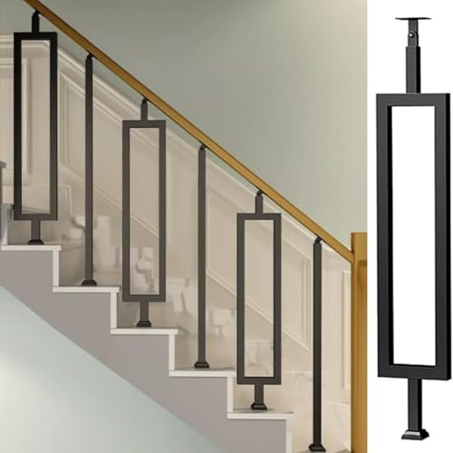 Ejes ajustables de metal negro para barandillas de escalera, balaustres de sistema de barandillas para cubiertas, porches, escalones y jardines, solución elegante y de seguridad para escaleras